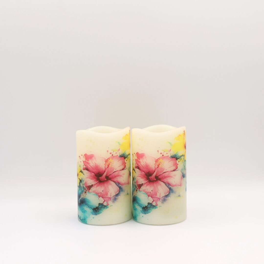 Hibiscus Floral Design Flameless Candle - Image 12