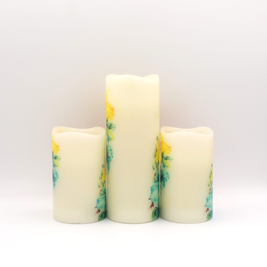 Hibiscus Floral Design Flameless Candle - Image 6