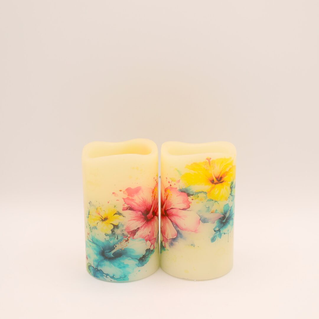 Hibiscus Floral Design Flameless Candle - Image 15