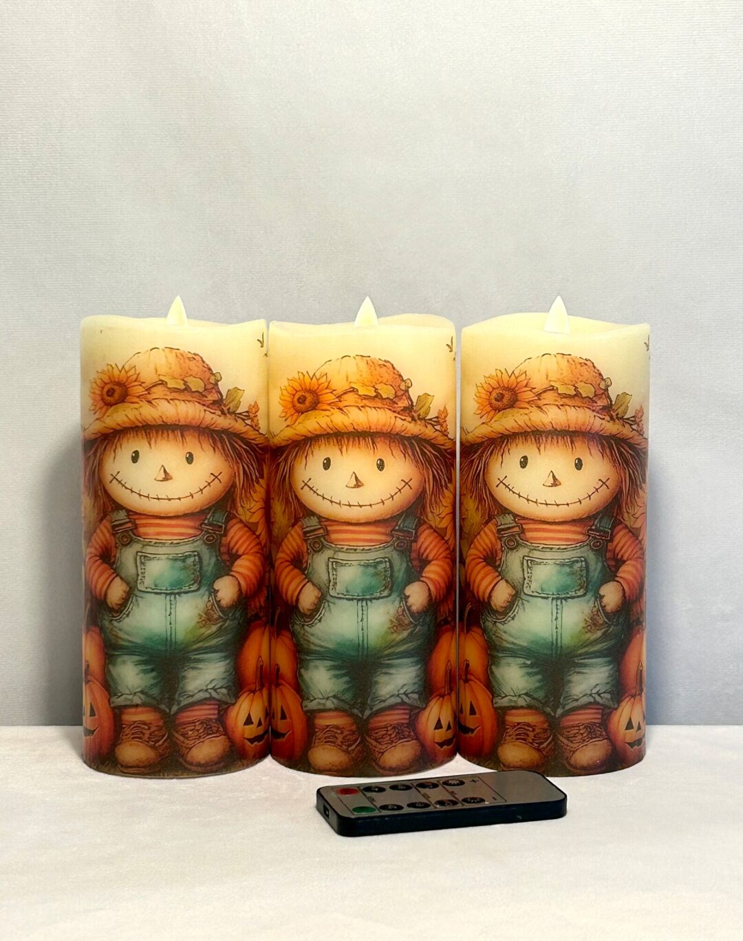 Fall Cute Scarecrow Flameless Candle