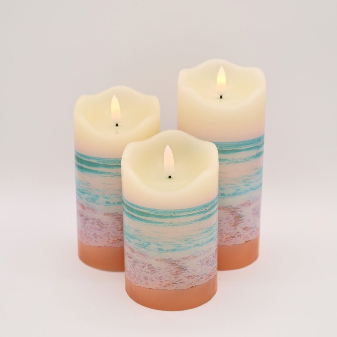 Blue Coastal Beach Flameless Candle