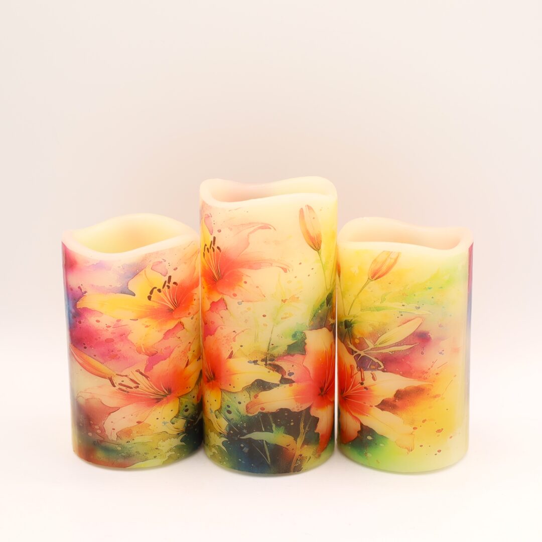 Lily Floral Flameless Candle - Image 2