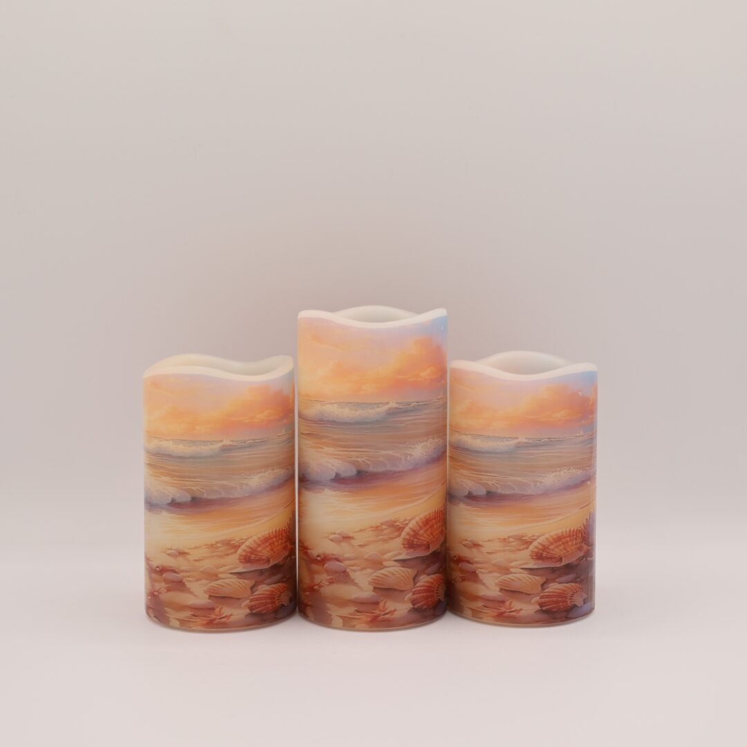 Beach Sunset Sea Shell Flameless Candle