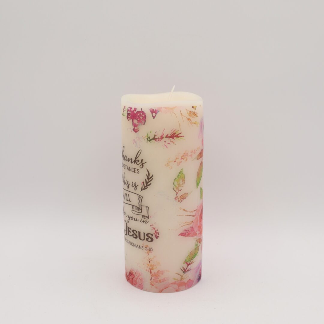 Religious Floral Flameless Candle - Image 3