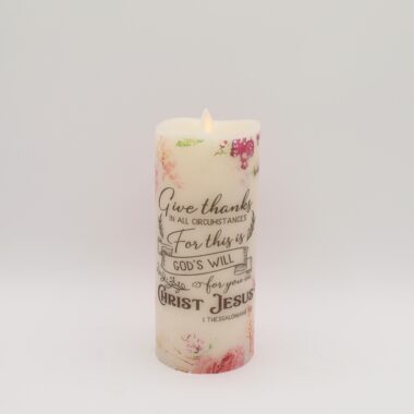 Religious Floral Flameless Candle