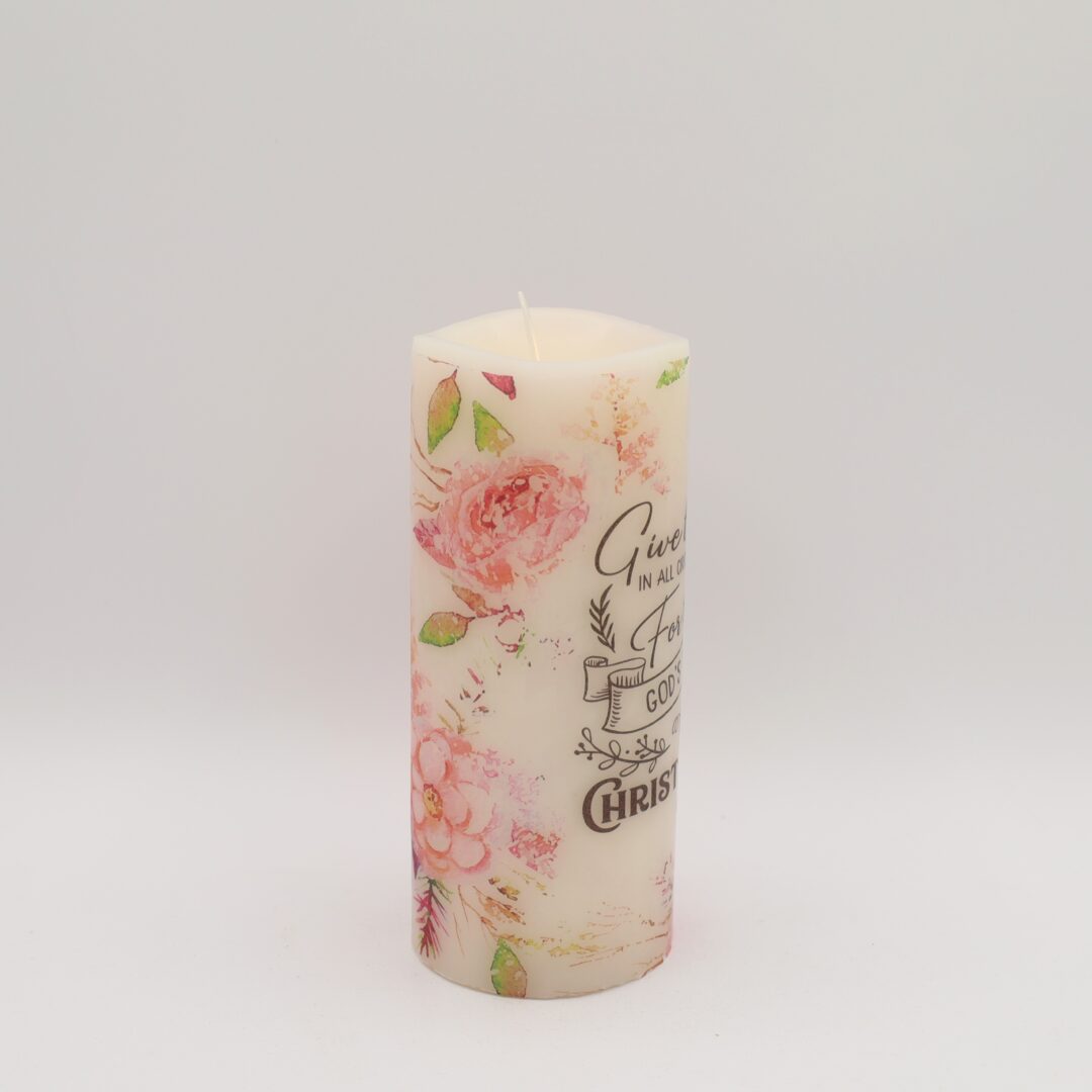 Religious Floral Flameless Candle - Image 4
