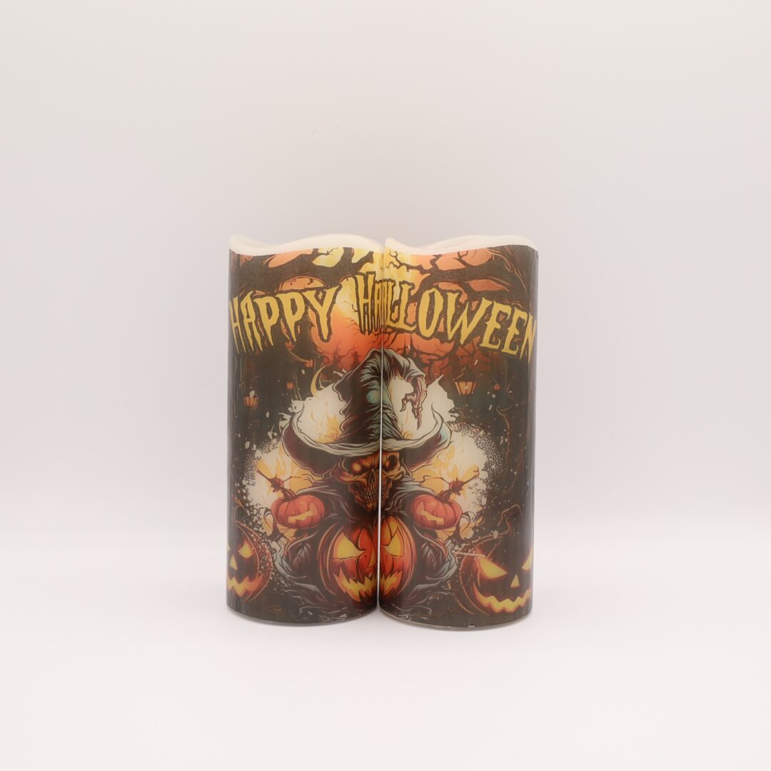 Spooky Scarecrow Halloween Flameless Candle