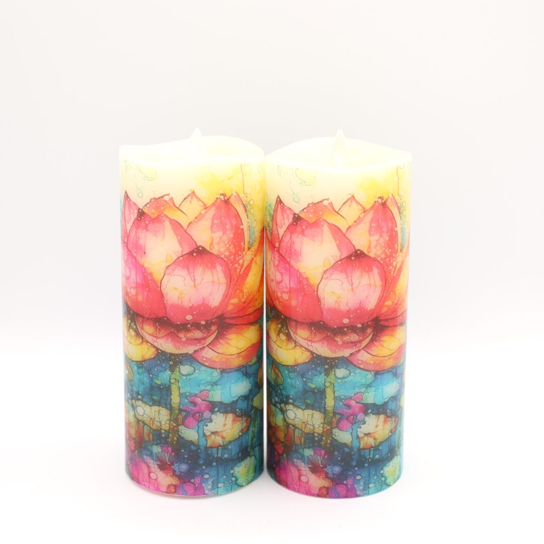 Tall Lotus Blossom Floral Flameless Candle - Image 3