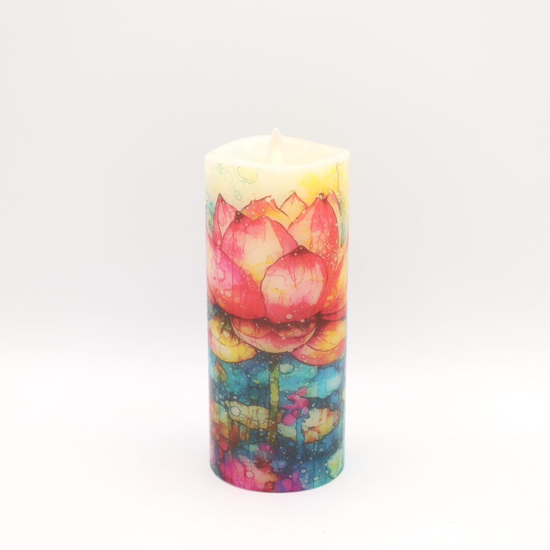 Tall Lotus Blossom Floral Flameless Candle - Image 4