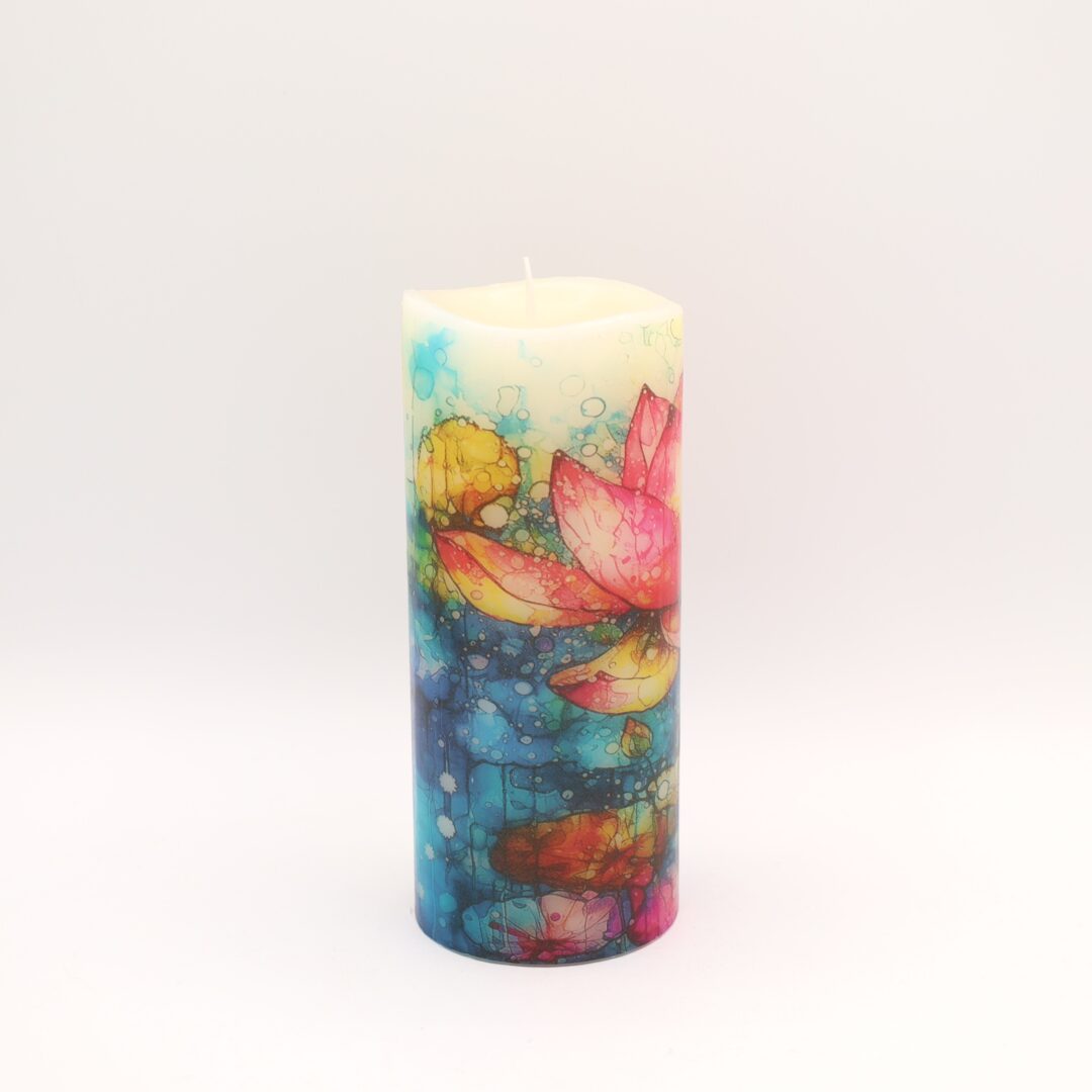 Tall Lotus Blossom Floral Flameless Candle - Image 5