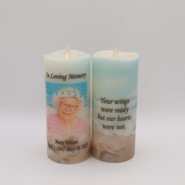 Beach Memorial candle, flameless LED candle with remote option