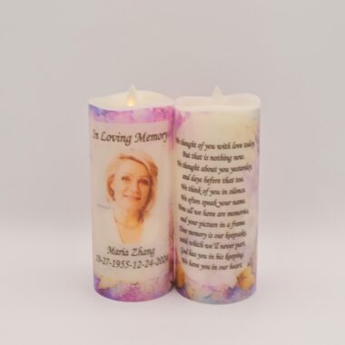 Personalized Memorial candle, flameless LED candle with remote option