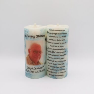 Flameless memorial candle, wax LED candle with remote option