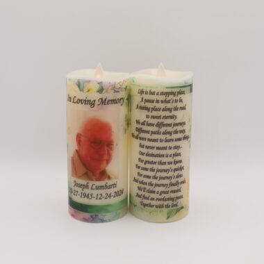 Personalized Memorial candle, flameless LED candle with remote option