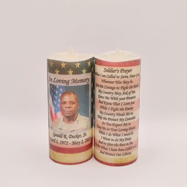 Veteran Memorial candle, flameless LED candle with remote option
